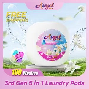 Auyol 3rd Generation Laundry Detergent Pods 5 in 1 Ultra Concentrated Non-Bio Color Protection Long-Lasting Freshness 200/100 pcs Ideal for Home and Travel A