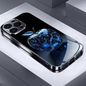 New crystal blue Apple electroplated dark blue gun color translucent mobile phone case is suitable for iPhone 17ProMax/17E/16Pro/15Plus/14ProMax/13/12/11 Pro, trendy, beautiful and gorgeous, Halloween birthday gift premium protective case