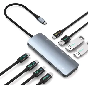 10Gbps USB C Hub with USB C Video Output, USB C Hdmi Splitter with 4K@60Hz Video Output, 100W PD , 10Gbps Data Transfer, Multi USB C Adapter for MacBook Pro/Air,  and  Type C Devices