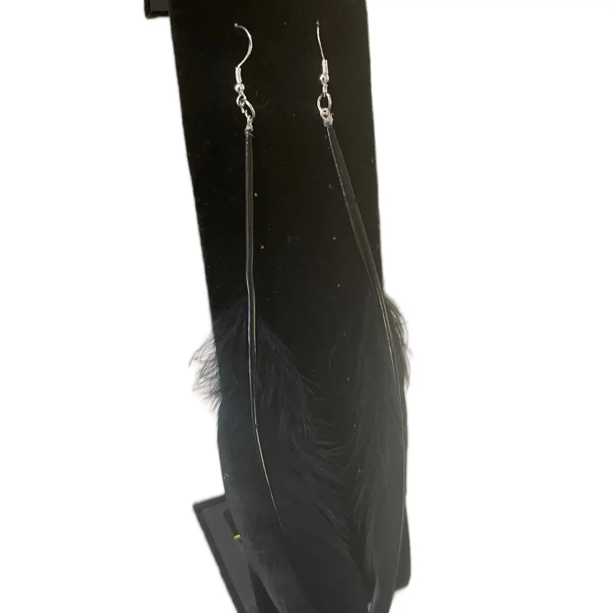 Black feather earrings