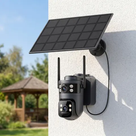 4G LTE Cellular Solar Security Camera,No WiFi,Built-in SIM Card,Remote APP Controlled,Outdoor IP66 Waterproof,2K HD Dual-Lens,No Dead Ends,PIR Motion Detection,Color Night Vision,Spotlight,2-Way Audio,Data refill is required for Unlimited 4G data usage So
