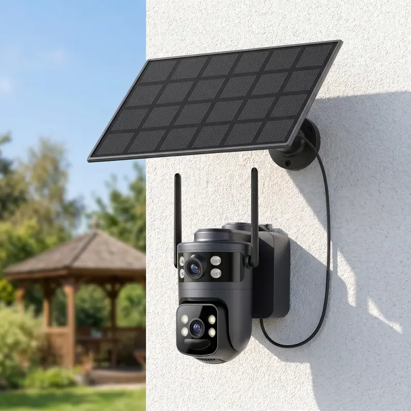 4G LTE Cellular Solar Security Camera,No WiFi,Built-in SIM Card,Remote APP Controlled,Outdoor IP66 Waterproof,2K HD Dual-Lens,No Dead Ends,PIR Motion Detection,Color Night Vision,Spotlight,2-Way Audio,Data refill is required for Unlimited 4G data usage So