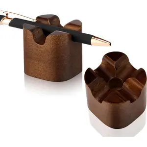 2 count  Fountain Pen Holder Wooden Pencil Holder Minimalist Pen Rest Desk Stand Pencil Organizer Tray for  School Office Students Teachers  Gifts