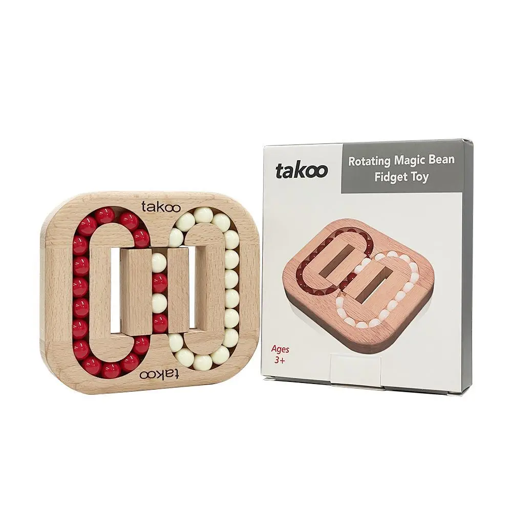 Takoo Rotating Magic Bean Fingertip, Rotating Magic Bean Fingertip Wood Puzzles, Funny Bean Brain Teaser, Cube Rotating Puzzle Fidget Toys