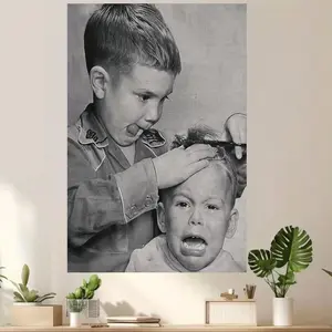 Fashion Black and White Barber Shop Canvas Poster, Frameless Classic Art Print, Suitable for Home or Commercial Decoration, 2D Graphic Design, Perfect Room Decoration, Vintage Wall Art