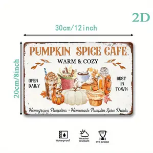 Rustic Pumpkin Spice Cafe Wall Art for Cozy Farmhouse Decor with Autumn Elements Ideal for Home and Coffee Shop Celebrations