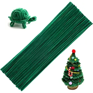60 Pieces Green Pipe Cleaners - Pipe Cleaners Chenille Stem,Bulk Art & Craft Pipe Cleaners for Christmas Craft and Creative Home Decoration