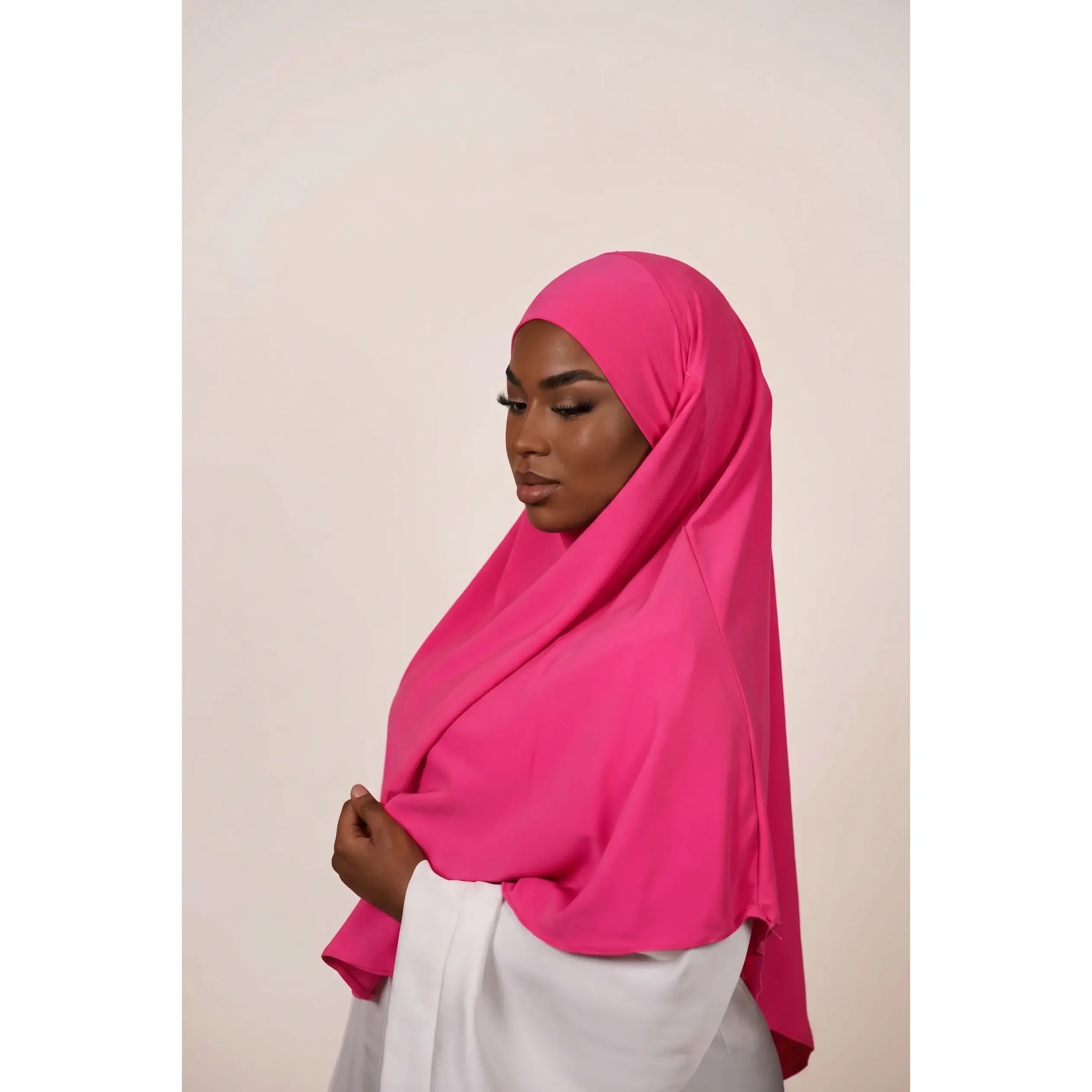 Pink Mirage Luxury Crystal Hemp Khimar