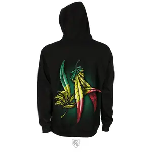 LA Weed Hands Rasta Fleece for Men - Hoodie with Colorful Print Design, Crewneck Style, Suitable for Men