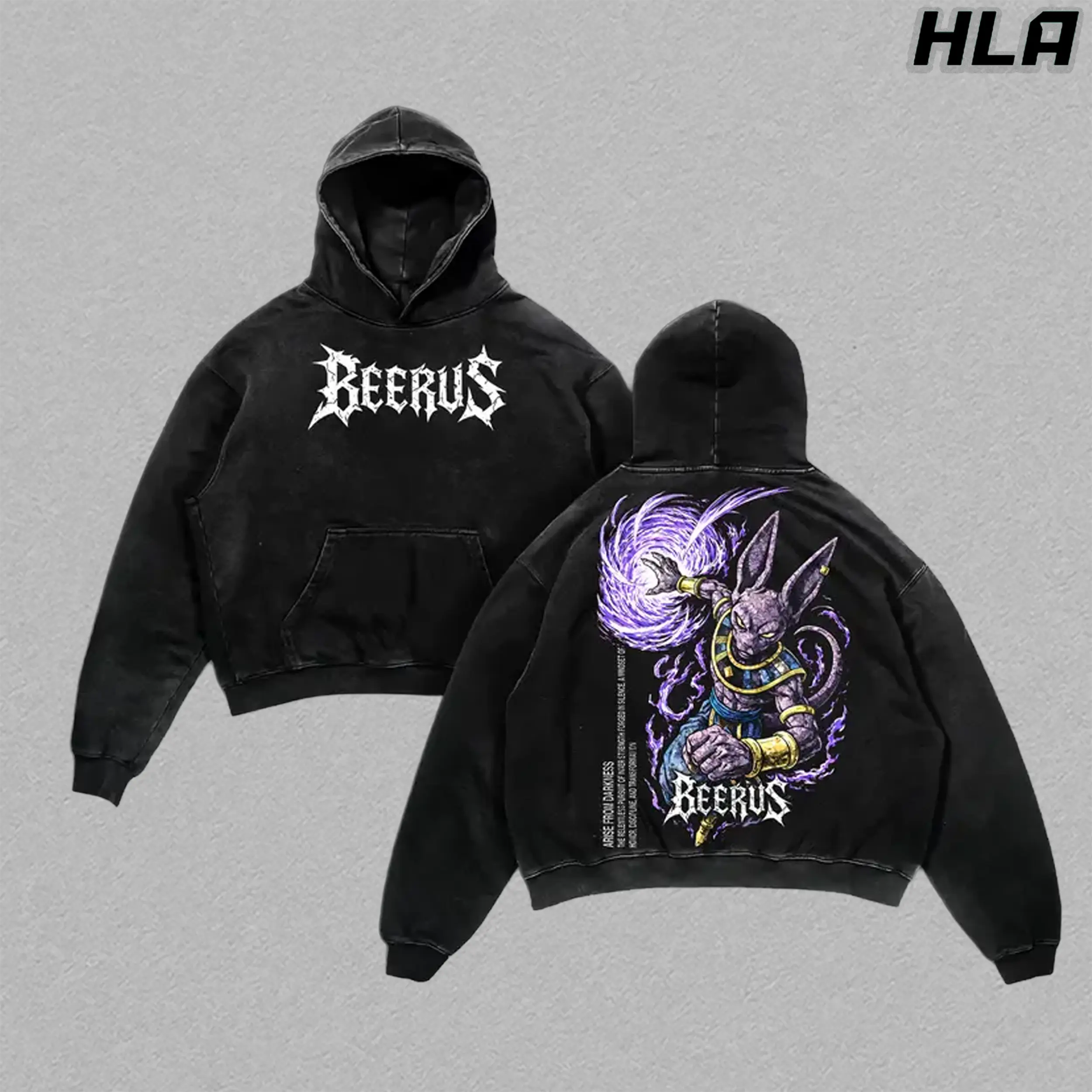 Beerus Wash Tee x Hoodie , DBG Anime Graphic Shirt, Heavy Cotton Acid Washed T-Shirt, Double Printed Oversize Top, Unisex Casual Streetwear, Oversized Anime Print T-Shirt, Graphic, Gift For Anime Fan
