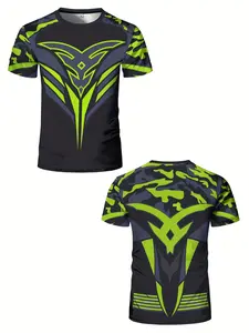 Men's Fitness Compression Top, Sports Short-Sleeve T-Shirt, Muscle-Building, High-Elasticity Training, Quick-Dry Fitness Set, 3D Heat-Transfer Printing