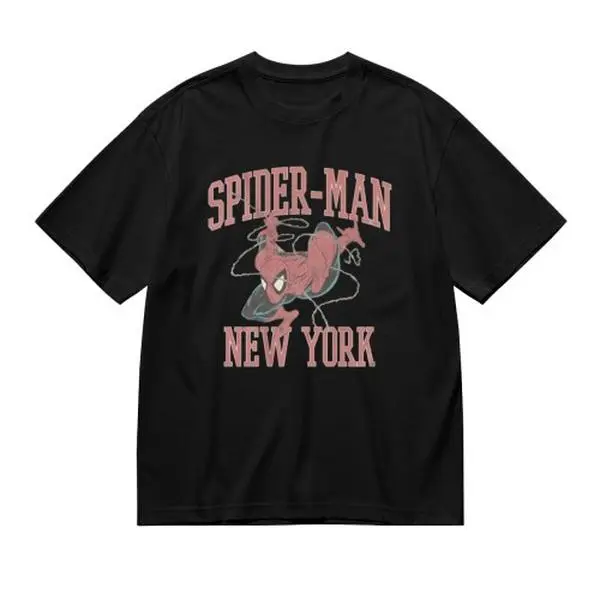 Marvel Spider‑Man Graphic Short Sleeve T‑Shirt, Soft Cotton Casual Anime Tee, Unisex For Teens, Trendy Streetwear, Comfortable Versatile Top