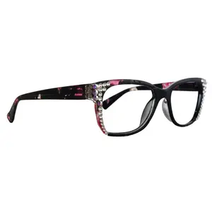 Azul, (Bling) Reading Glasses 4 Women W (Clear)Genuine European Crystals. Black  NY Fifth Avenue (Wide frame)
