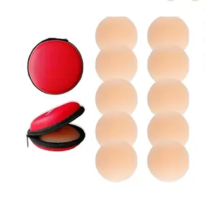 Silicone Nipple Covers - 5 Pairs Women's Reusable Adhesive Invisible Pasties Nippleless Covers Round for Nail Nail Art