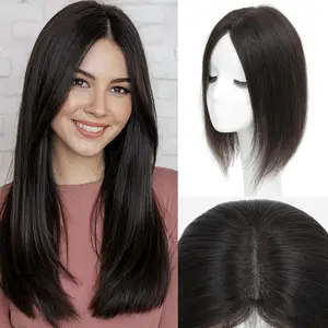 Hair Toppers for Women Real Human Jet Black Hairpieces for Thinning Hair 2.7x4inch Large Base 360°3D Toppers for Women 10/12inch Clip in Extensions Add Volume summerwins