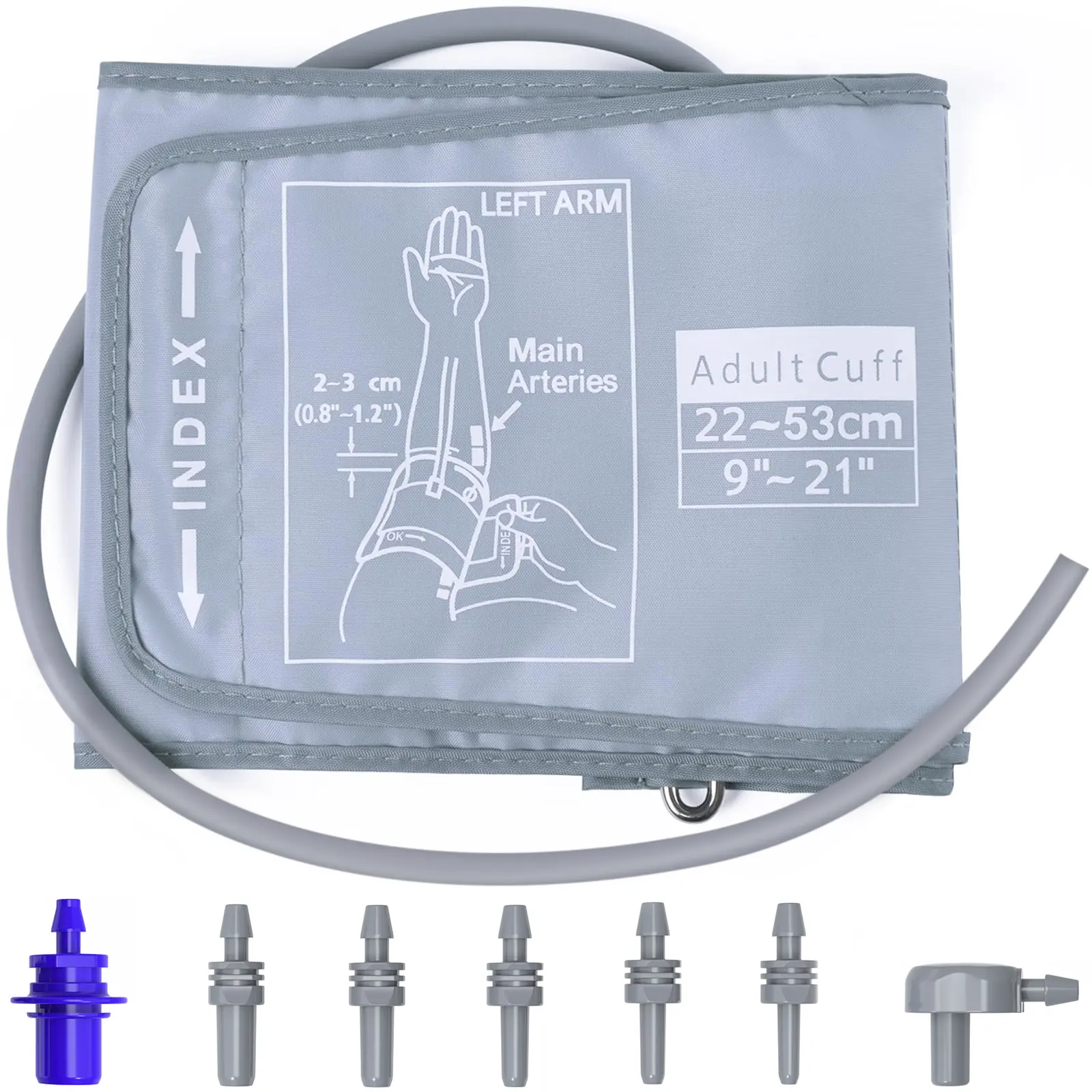 AILE blood pressure monitor Extra Large Blood Pressure Cuff 9-21" XL 7 Connectors Included for Adults High-Quality Silicone & Nylon Soft Comfortable Accurate Measurement Health Monitor Kit Healthcare Measuring