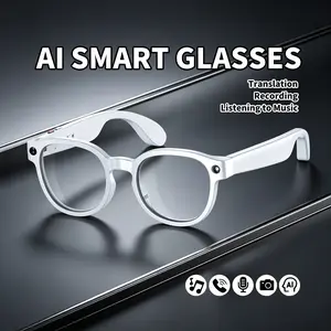 2026 AI smart glasses, equipped with camera and audio functions, suitable for translation scenarios, supporting AI object recognition, voice assistant, anti shake high-definition camera, real-time translation, compatible with smart device headphones