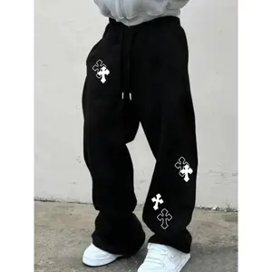 Tiktok Trendy Graphic Print Sport Pants, Loose Fit Drawstring Joggers, Comfortable Casual Daily Wear, Fashion Style
