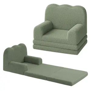 Garvee Kids Sofa, 2 in 1 Convertible Sofa for Toddlers, Teddy Fleece Fabric, Sofa Bed, Foldable and Comfortable Chaise Longue for Kids, Playroom, Children's Bedroom