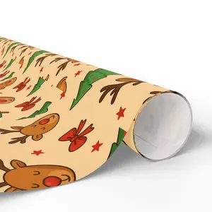 Reindeer and Christmas Trees Wrapping Paper | Holiday Gift Wrap Roll