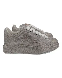 Pre-owned Alexander McQueen Alexander Mcqueen Multicolor Glitter Spray Oversized Sneakers in Silver Leather by Rebag
