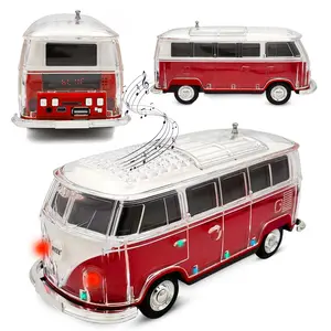 WSTER WS-267BT Portable Bluetooth Speaker Bus/Campervan Shape with LED Lights AUX Input USB Port FM Radio Rechargeable