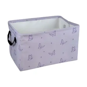 Purple Butterfly Sparkle Pattern Storage Baskets Storage Boxes Home Decor Storage Clothes Organization And Storage Home Decor Storage Holiday Gifts, Shelf Baskets, Organizer for Clothes, Toys, Books, Playful Design, Laundry Basket, Laundry Hamper