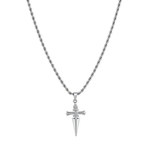 Unisex Fit Judgement Chain Cross Pendant Necklace - Gothic Look Stainless Steel Gothic Punk Streetwear Anime Jewelry Gift for Men and Women