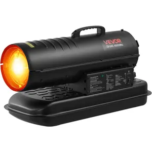 VEVOR 45000 BTU Forced Air Kerosene Diesel Heater, Portable Torpedo Space Heater with Wheels & Handle, Blower-Type for Jobsite/Garage/Warehouse/Workshop Construction/Outdoor Heating,Black