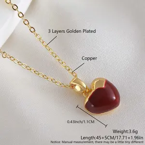 Red oil drop love heart necklace girls y2k clavicle chain daily wear holiday birthday gift jewelry