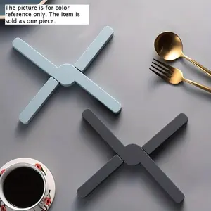 1 Pc Foldable Trivets, Non-Slip Heat-Resistant Folding Pad, Eco Expanding Silicone Pot Holder, Hot Pad With Collapsible Cross Design, Save Space, Kitchen Supplies