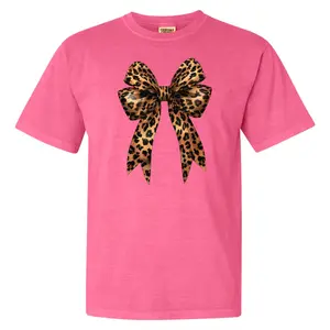 Big Leopard Bow Comfort Colors T-Shirt 'NLB'
