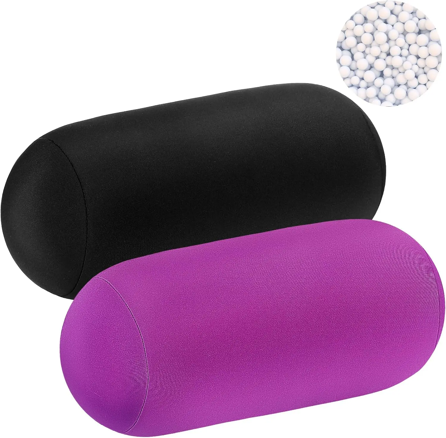 Pcs Microbead Roll Pillow .x .Inch oft Pillow Bolster Cylindrical Pillow Microbead Pillows for leeping Home Travel Neck Head Back upport Rest (iolet, Black)