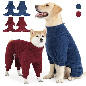 Dog Winter Coat, Warm Plush Dog Jacket, Windproof Pullover Onesie, Full Body Dog Pajamas Suit, Cold Weather Clothes for Medium Large Dogs