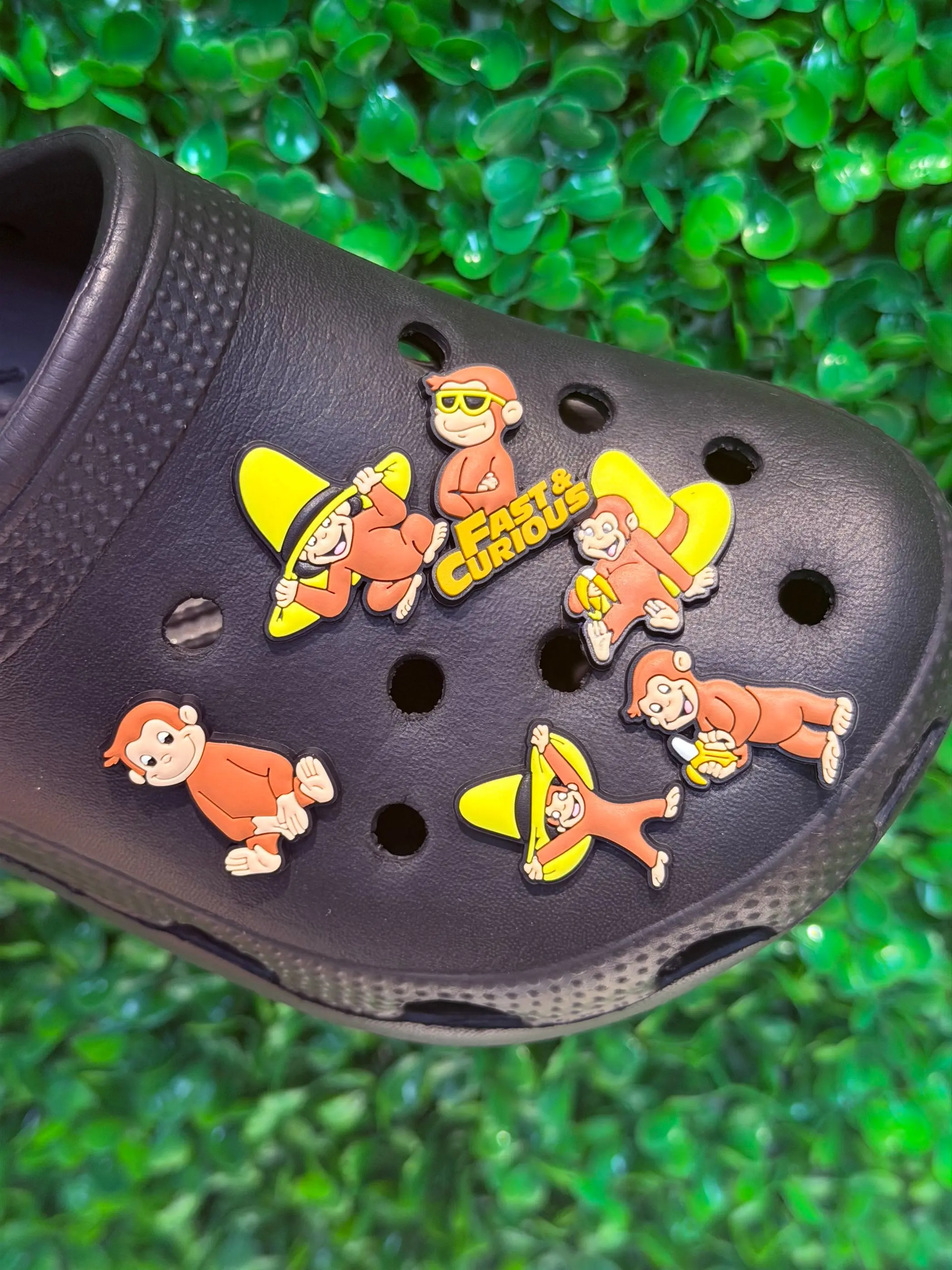 6pcs/set Animal Curious George Decorative Shoe Accessories, Holey Shoes Button Sandals Decor, Shoe Decoration, Shoe Charms Set, Kids and Adults, All Seasons