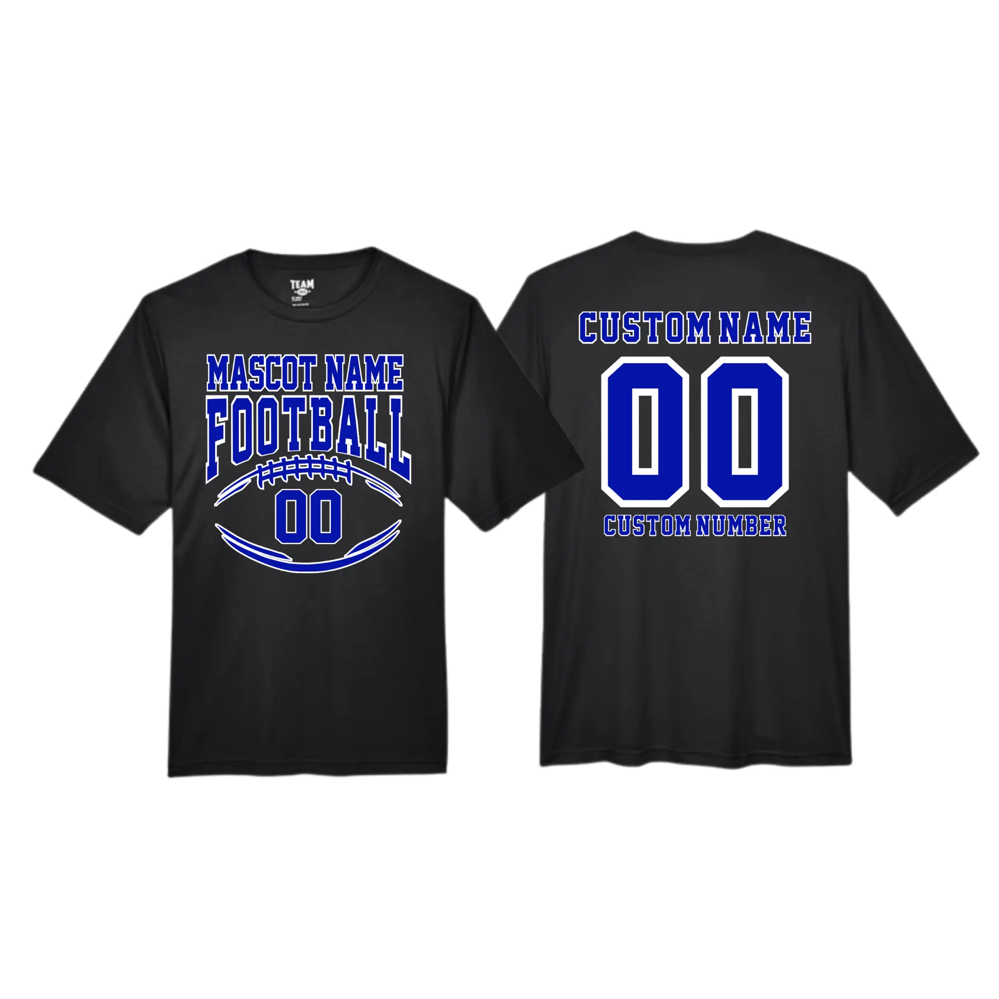 Team Spiritwear Custom Football Shirt with Name & Number Personalized Mascot Spiritwear Youth Adult Game Day Tee Dri-Fit or Cotton Graphic Print