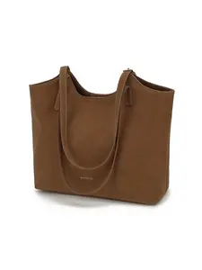 Large Storage Tote Bag for Women, PU Leather Shoulder Bag with Adjustable Handles, Fits 13.5 Inch Laptop, Multi-Compartment Professional Work Briefcase, Lightweight Casual Travel Shopper Purse, Classic Brown Business Commuter Handbag