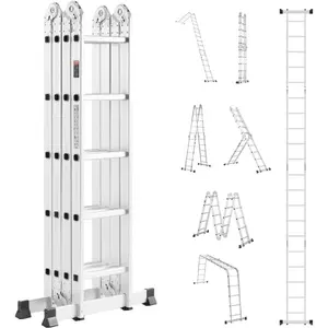 VEVOR Multi-Purpose Folding Ladder, 7-in-1 Tall Extension Step Ladder, A Frame 5 Step Telescoping Ladder, 19ft Reach Height Heavy Duty Adjustable Ladder, 330 lbs Capacity for Home OutdoorVEVOR Super Brand Day