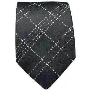 BISSE Necktie - Micro Fabric Men's Tie, Black and White Striped Tie, Men' Necktie