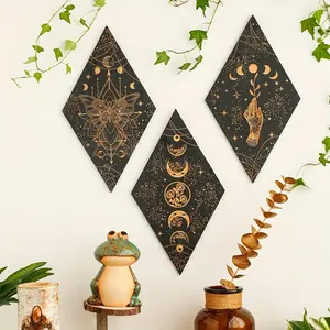 Boho Style Moon & Butterfly Pattern Hanging Decor, 3 Counts/set Wooden Wall Hanging Ornaments, Wall Art for Home Living Room Bedroom, Art Wall Decoration