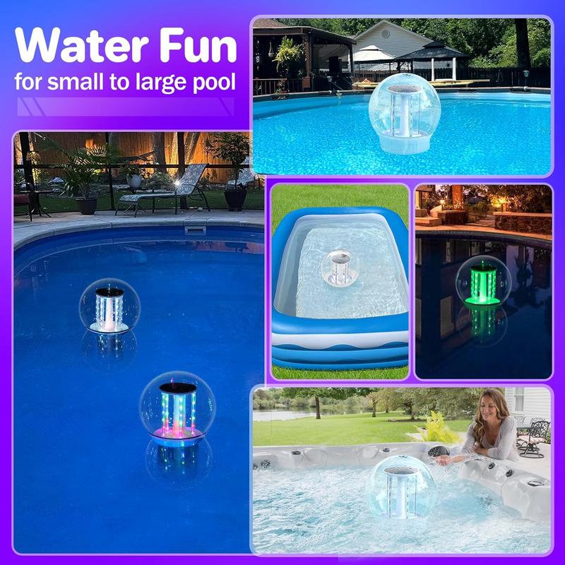 Solar Pool Chlorine Floater with Lights, Collapsible Chlorine Tablet Floater Fits Up to 4 Pieces 3 Inch Tabs, 9 Inch Adjustable Flow Floating Chlorines Dispenser for Pool Hot Tub Spa