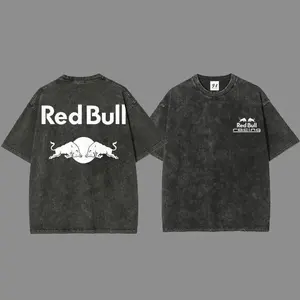 Vintage Black White Racing Unisex Double-Sided T-Shirt Cotton Short Sleeve Soft Tops Best Gift for Racing Lovers Starboy Bull Tee for Women - Everyday, Womenswear