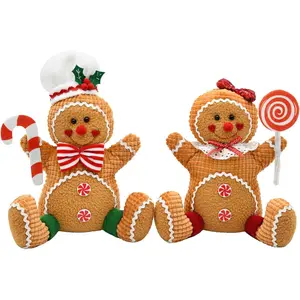 Gingerbread Christmas Indoor Decorations Candy Cane Gingerbread Plush Tabletop Centerpieces Decor for Candyland Party Xmas Gift