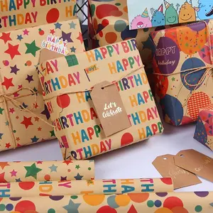 Colorful Birthday Wrapping Paper Roll, 43x300cm Rainbow Gradient Pattern, Ideal for Bulk Use, Perfect for Holiday Gifts, Elegant Packaging Paper