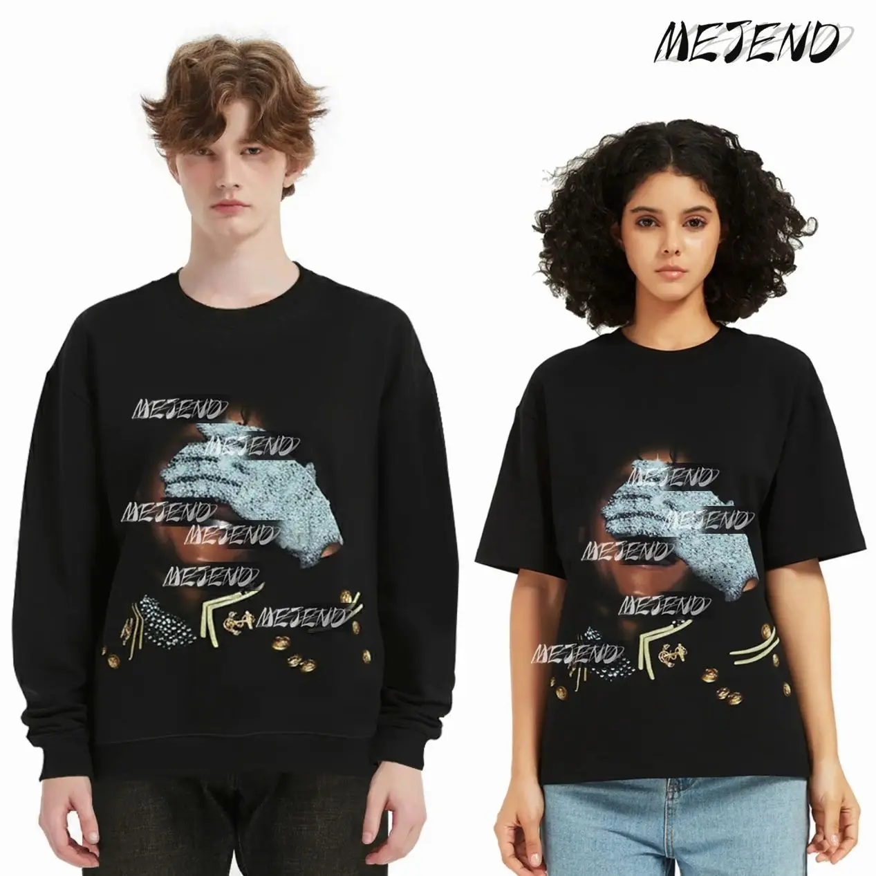 10oz 100% Cotton, t shirt with Rhinestone, Comfort Shortsleeve Casual, j shirt with Diamonds, Streetwear tee, MeJend Sweatshirt for Men & Women AS5