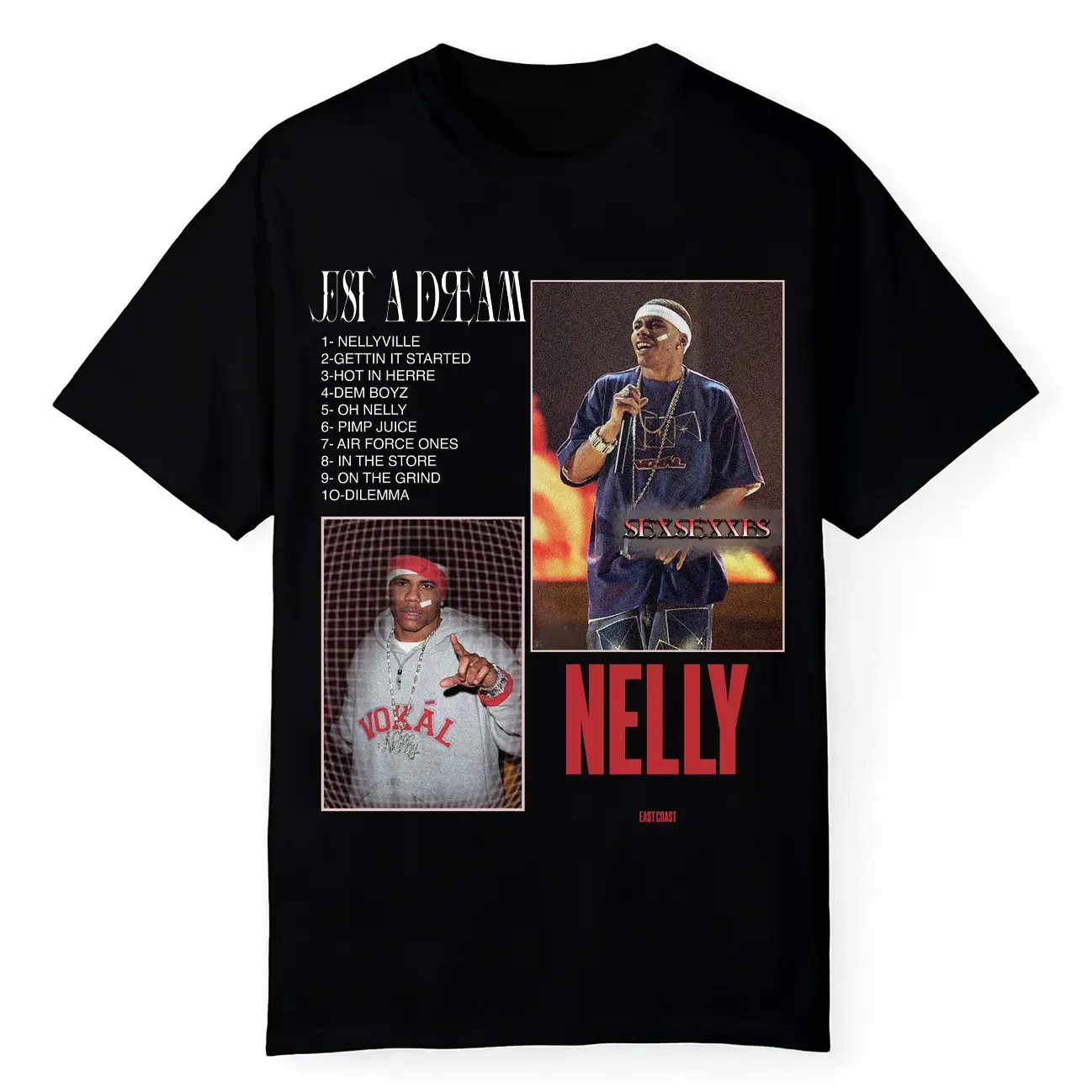 Women's Short-Sleeve Casual Cotton T-Shirt, Nelly Hot In Herre Y2K Rap Fan Collection Premium Unisex Digital Print Top, Size 2XL HY5087
