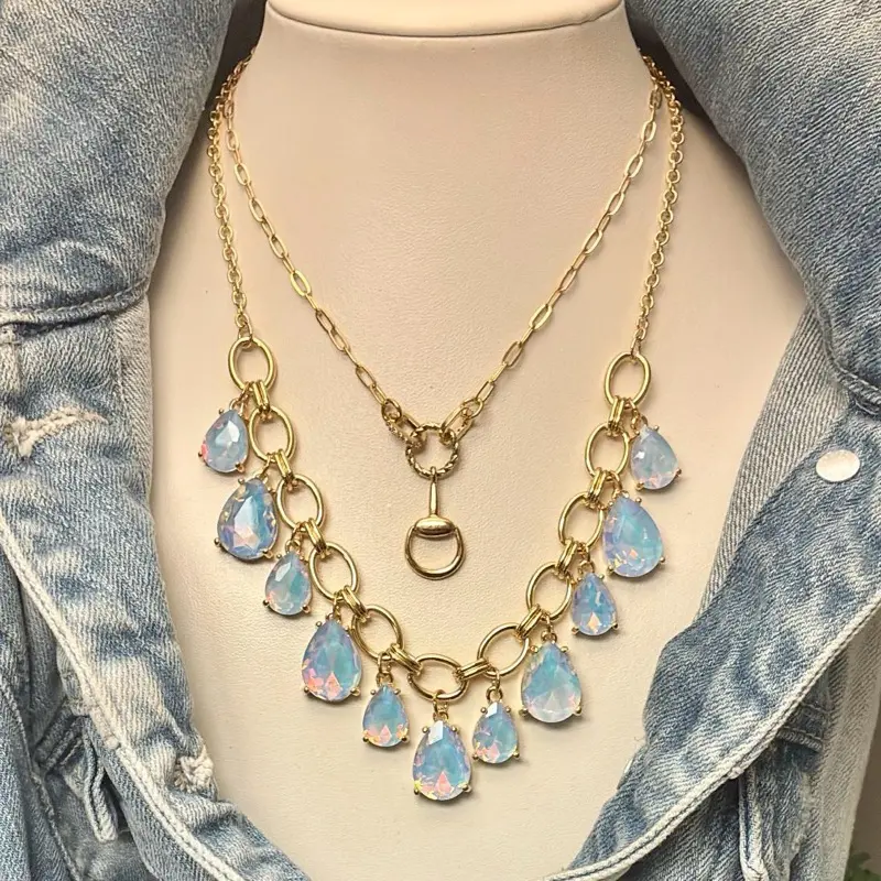 Unisex Casual Brooklyn Periwinkle Necklace and Matching Bracelets - Fashion Costume Jewelry Accessories