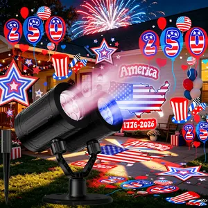 Two-Headed Independence Day Projector Light, Patriotic USA 250th Anniversary Projection Lamp, 1776–2026 Semiquincentennial Decor Light for 4th of July Party, Outdoor Yard & Holiday Festival