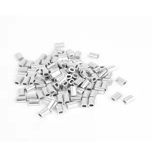 0.8mm 1/32-inch Silver Tone Wire Rope Aluminum Ferrules Sleeves (Pack of 100)