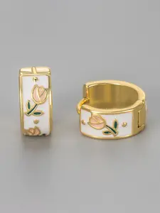 French Vintage Tulip Enamel Dangle Round Earrings, Fashionable Fresh Women's Flower Design, Versatile Elegant Daily Wear Jewelry